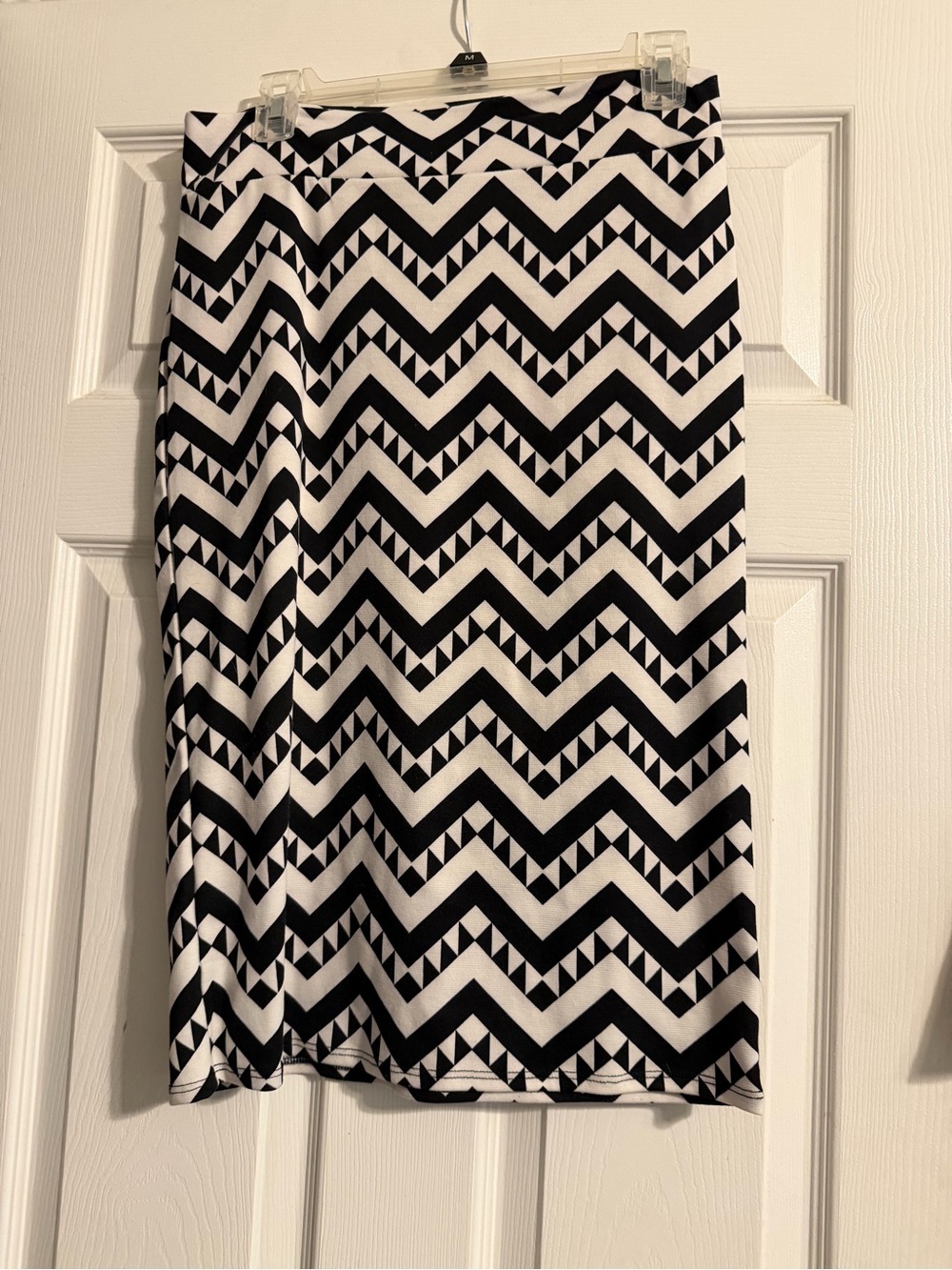 Chevron Pencil Skirt in Black and White